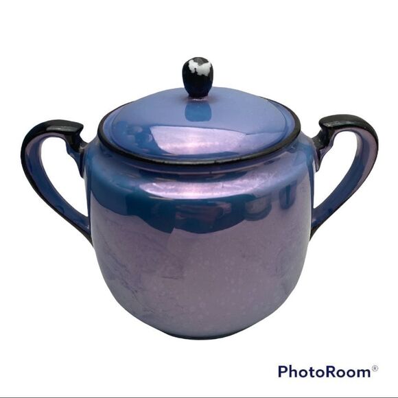 Vintage Notitake Hand Painted BLUE Lusterware Sugar Bowl & Creamer Set - Picture 6 of 10